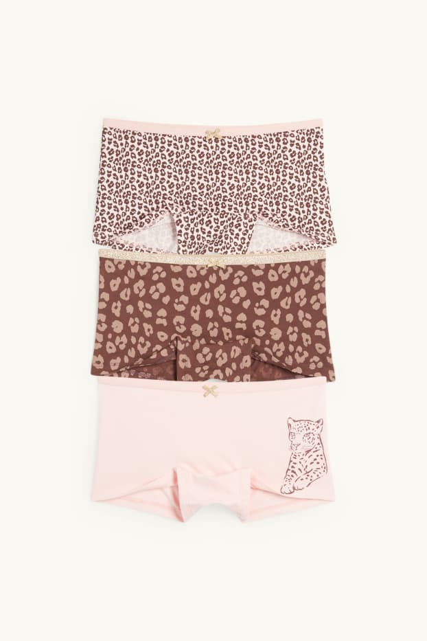 Kinder Mädchen - Multipack 3er - Leopard - Boxershorts - dunkelbraun