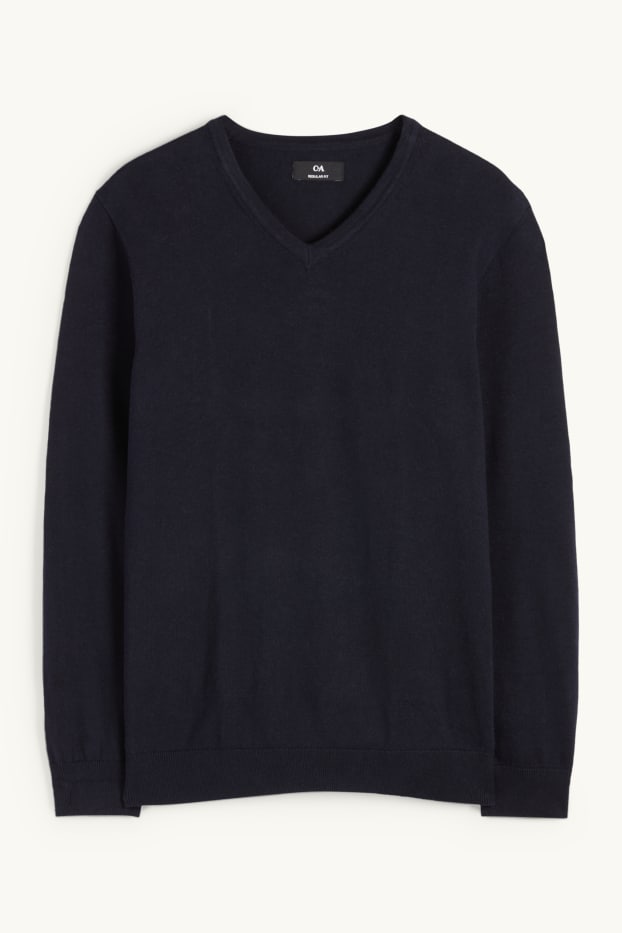 Home - Conjunt - jersei amb coll en punta i camisa formal - 2 peces - blau fosc