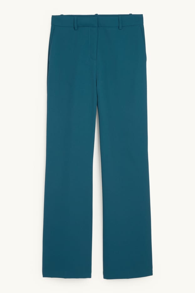 Damen - Business-Hose - Mid Waist - Wide Leg - petrol