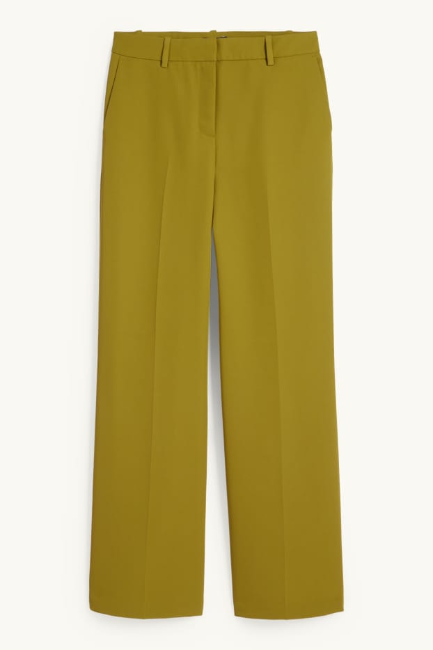 Femmes - Pantalon de bureau - mid waist - wide leg - jaune moutarde