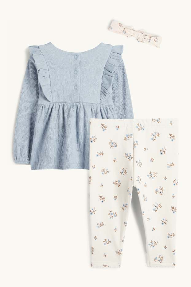 Baby Girls - Floral - baby outfit - 3 piece - blue