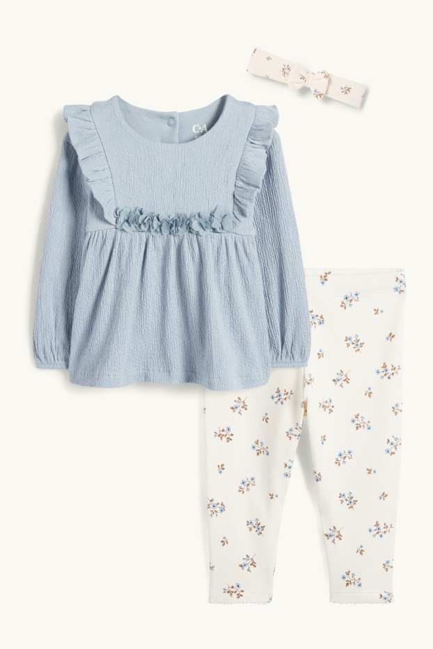 Baby Girls - Floral - baby outfit - 3 piece - blue