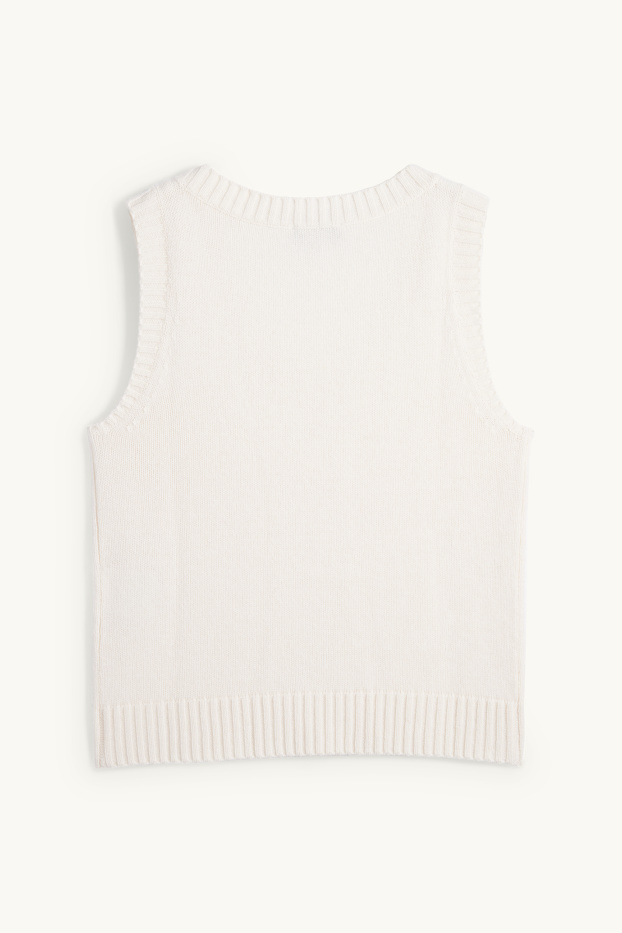 Dames - Spencer, deels van kasjmier - wolmix - crème wit