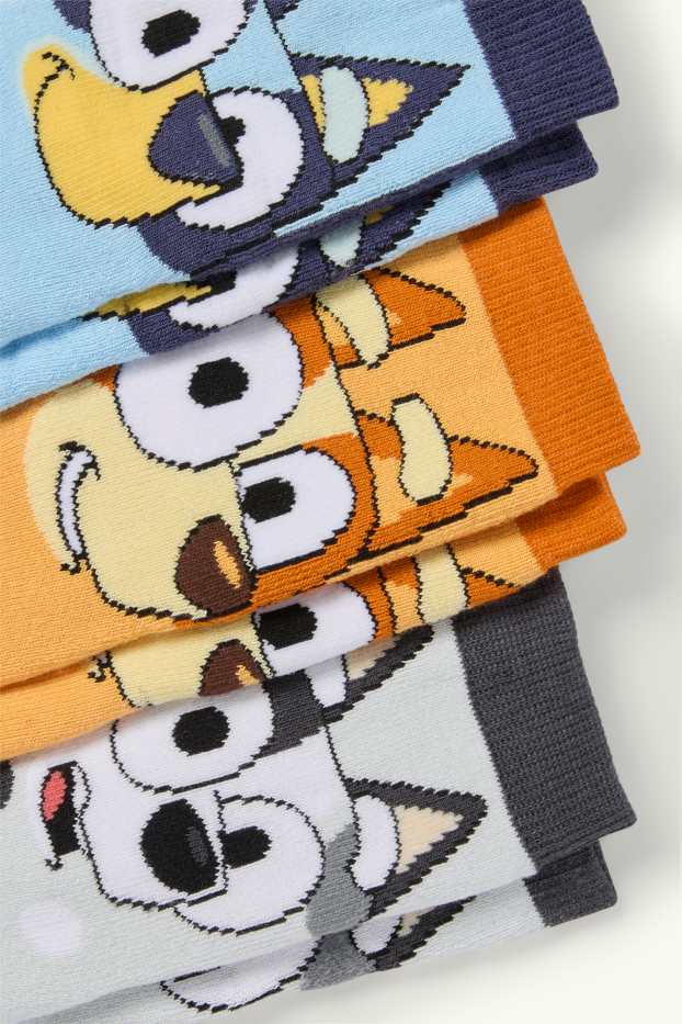 Kinder Buben - Multipack 3er - Bluey - warme Socken mit Motiv - hellblau