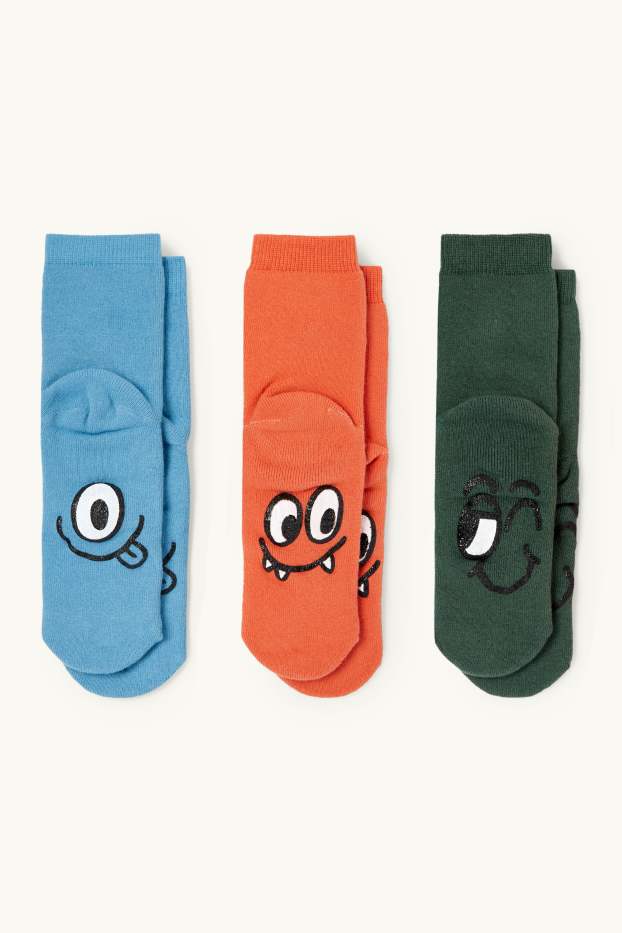 Nen - Paquet de 3 - ganyotes - mitjons càlids antilliscants - blau