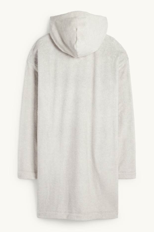 Damen - Fleece-Nachthemd mit Kapuze - Lilo & Stitch - hellgrau