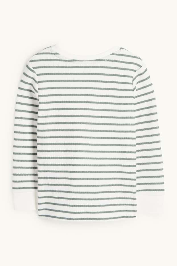 Kinderen: jongens - Vos - longsleeve - gestreept - met structuur - crème wit