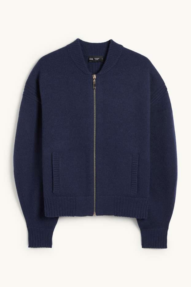 Mujer - Cárdigan con mezcla de cachemir - mezcla de lana - azul oscuro