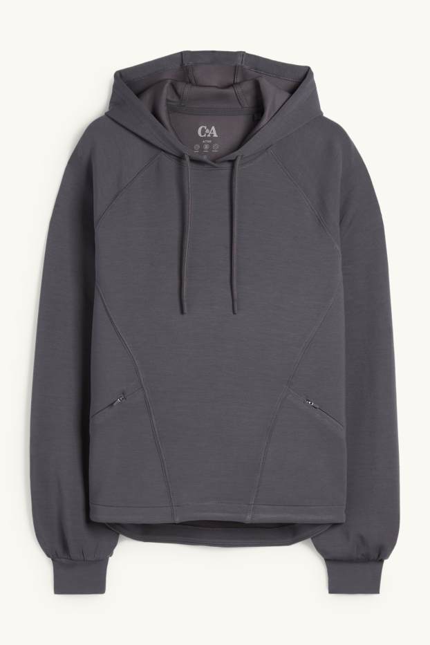 Dames - Sporthoodie - yoga - donkergrijs