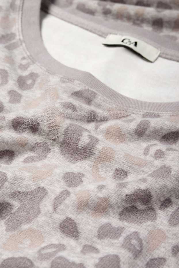 Donna - Camicia da notte - stampa leopardata - grigio chiaro