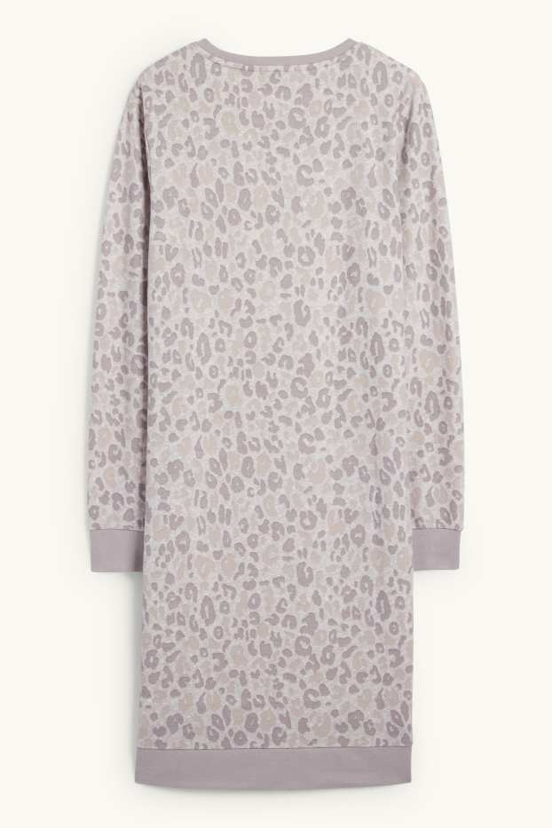 Donna - Camicia da notte - stampa leopardata - grigio chiaro