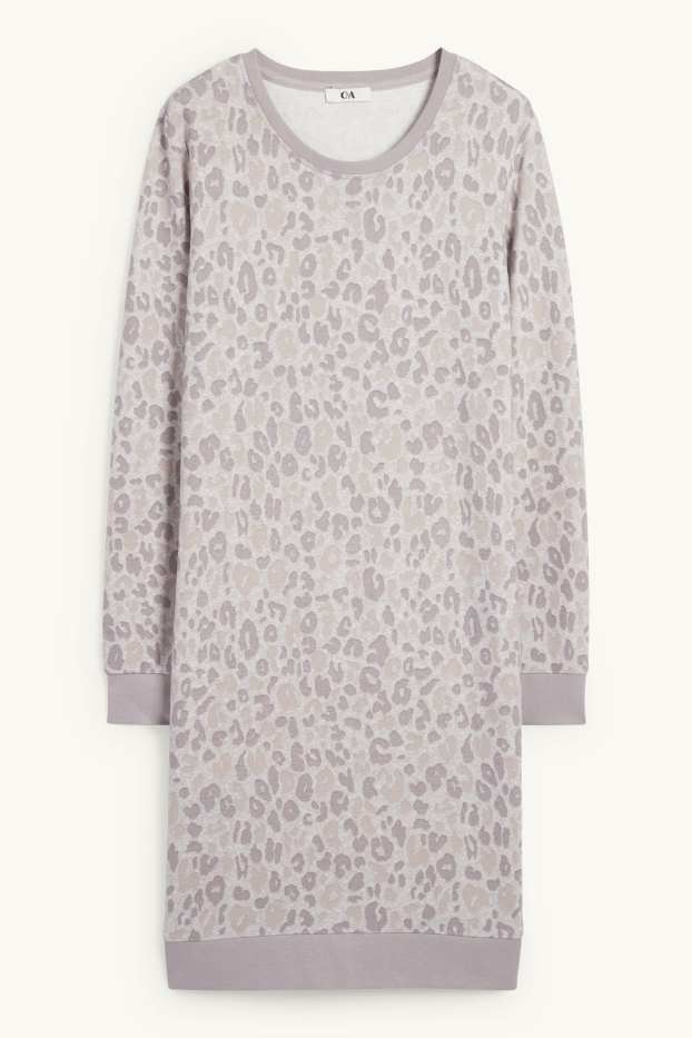 Donna - Camicia da notte - stampa leopardata - grigio chiaro