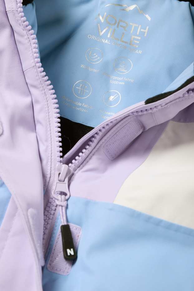 Kinder Mädchen - Skijacke mit Kapuze - wasserdicht - hellviolett