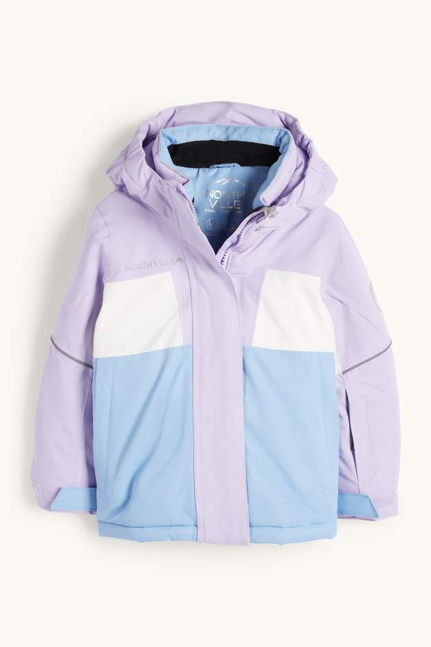 Kinder Mädchen - Skijacke mit Kapuze - wasserdicht - hellviolett