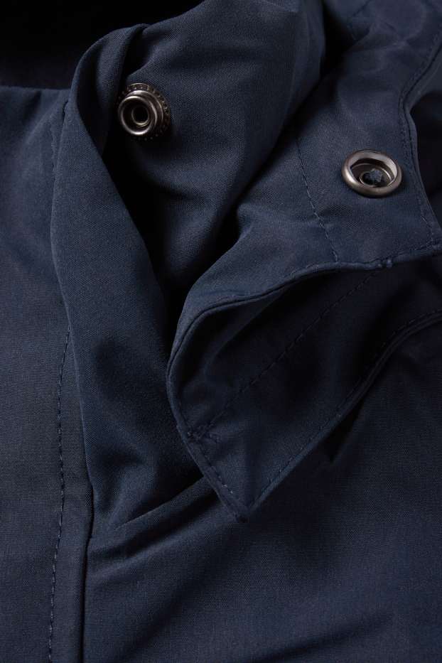 Uomo - Parka antipioggia con cappuccio - imbottito - impermeabile - blu scuro