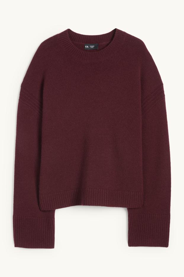 Dona - Jersei amb caixmir - barreja de llana - vermell fosc