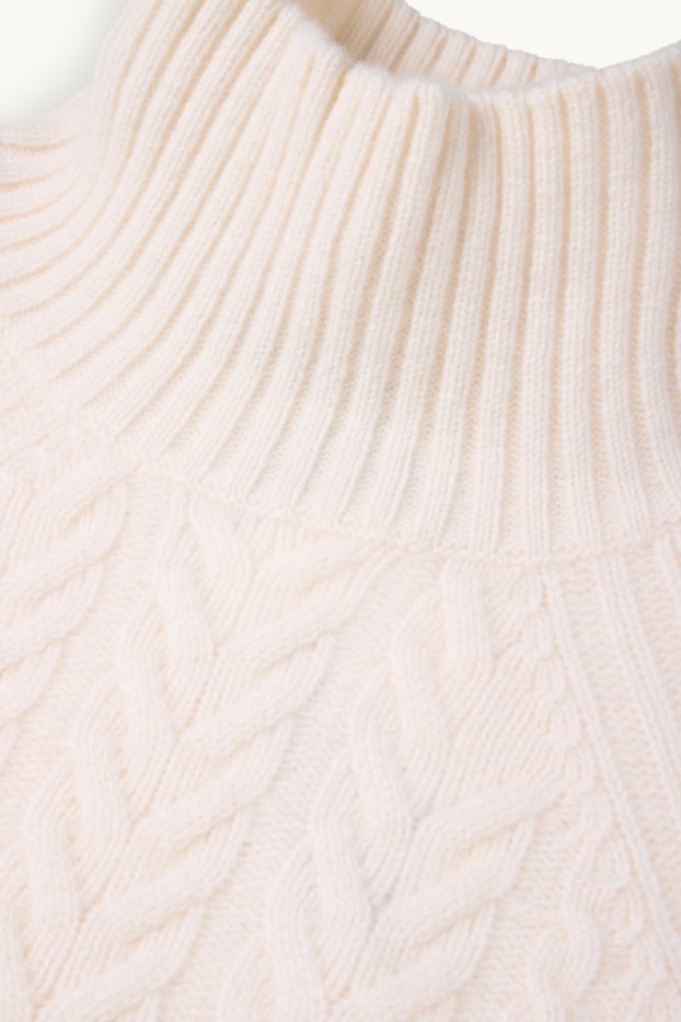 Femmes - Pull en cachemire mélangé - laine mélangée - motif tressé - blanc crème