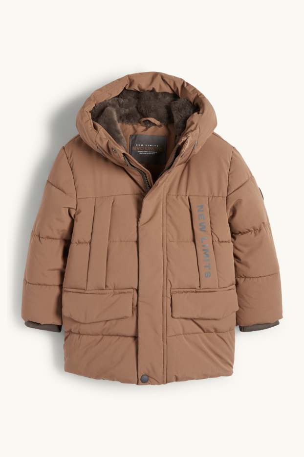 Enfants garçons - Doudoune à capuche - finition déperlante - marron