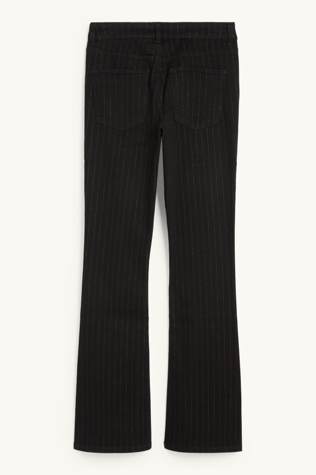 Femmes - Bootcut jean - mid waist - fines rayures - jean gris foncé