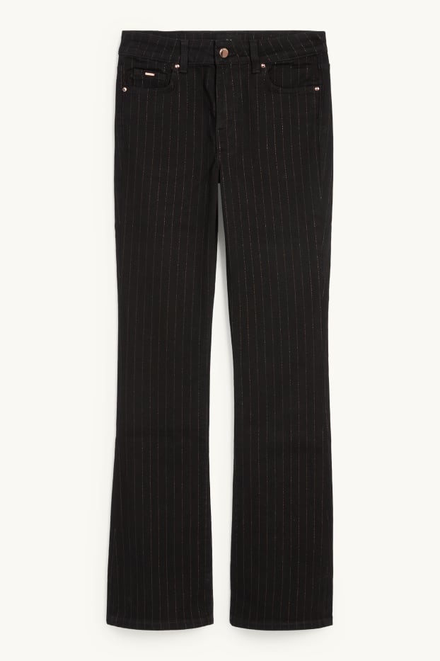 Femmes - Bootcut jean - mid waist - fines rayures - jean gris foncé