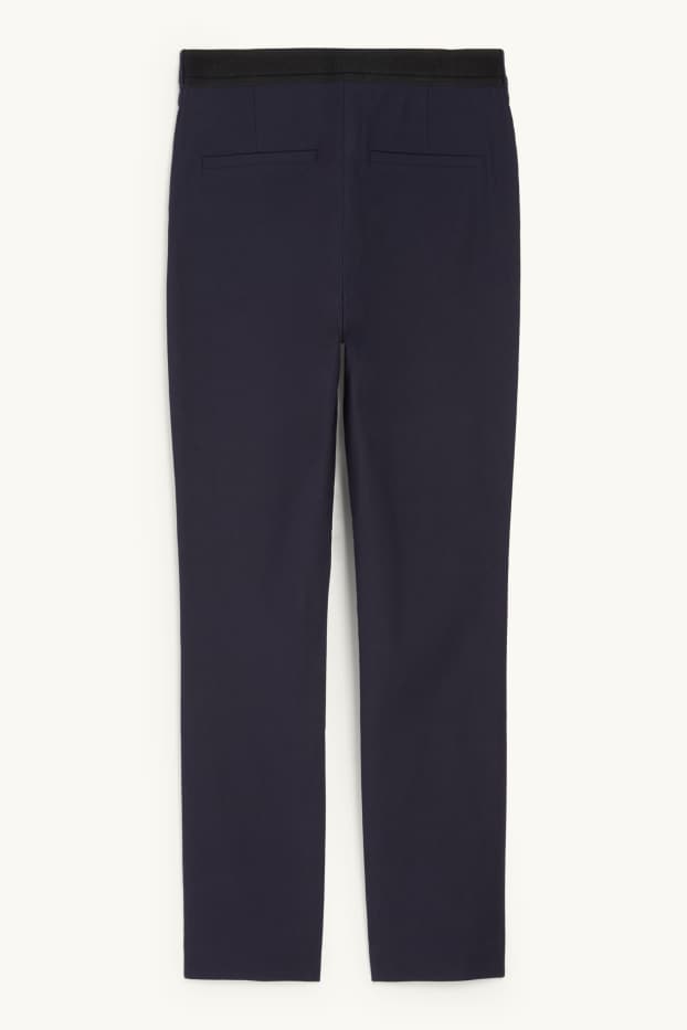Femei - Pantaloni de stofă - talie medie - tapered fit - albastru închis