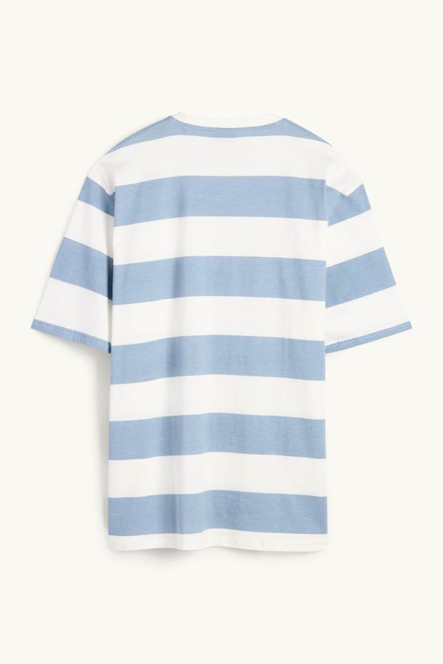 Home - Samarreta de màniga curta - relaxed fit - acanalada - blanc / blau clar