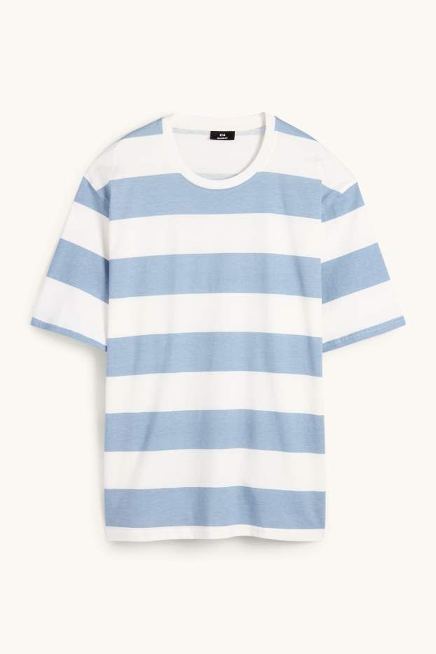 Home - Samarreta de màniga curta - relaxed fit - acanalada - blanc / blau clar