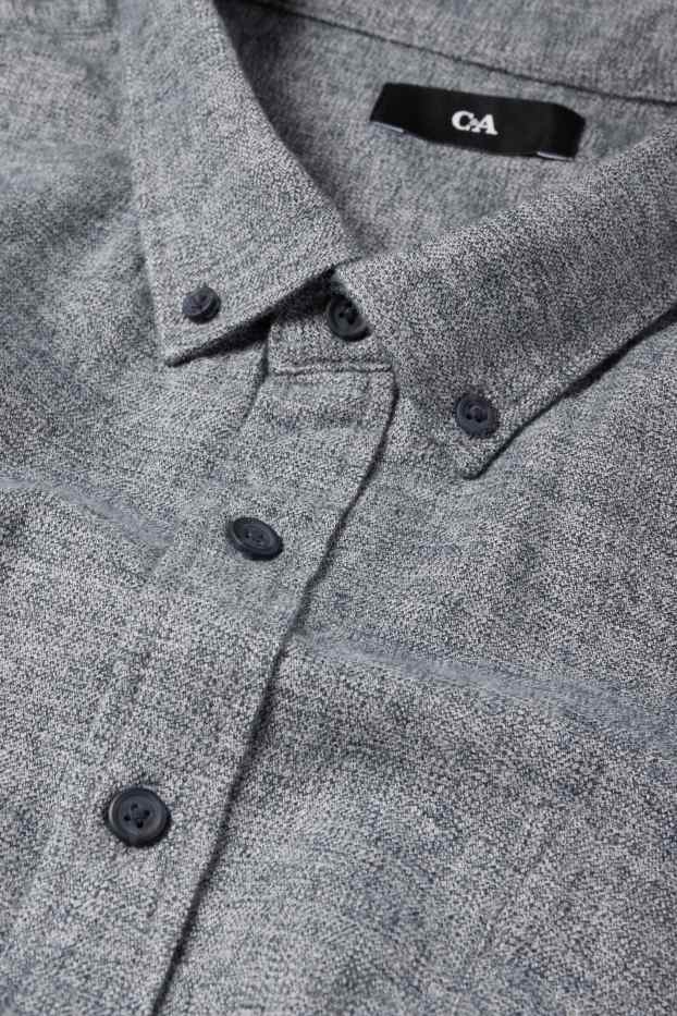 Men - Shirt - regular fit - button-down collar - dark blue-melange