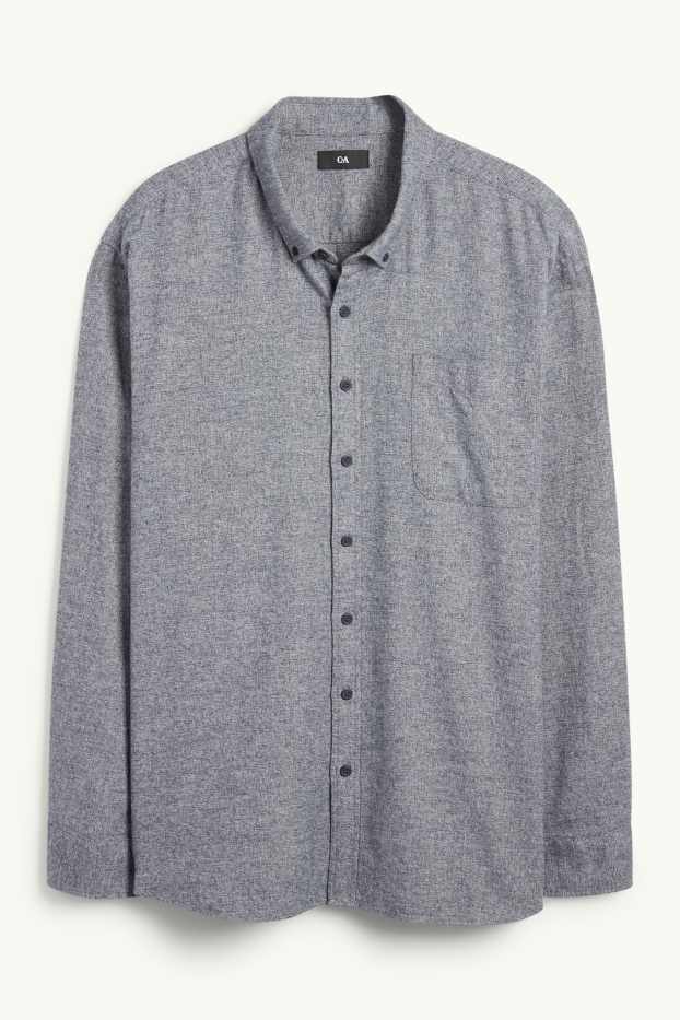 Men - Shirt - regular fit - button-down collar - dark blue-melange