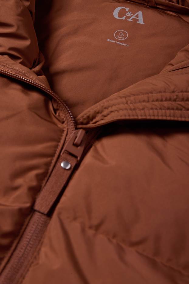 Dames - Jas met stiksels met capuchon - waterafstotend - havanna