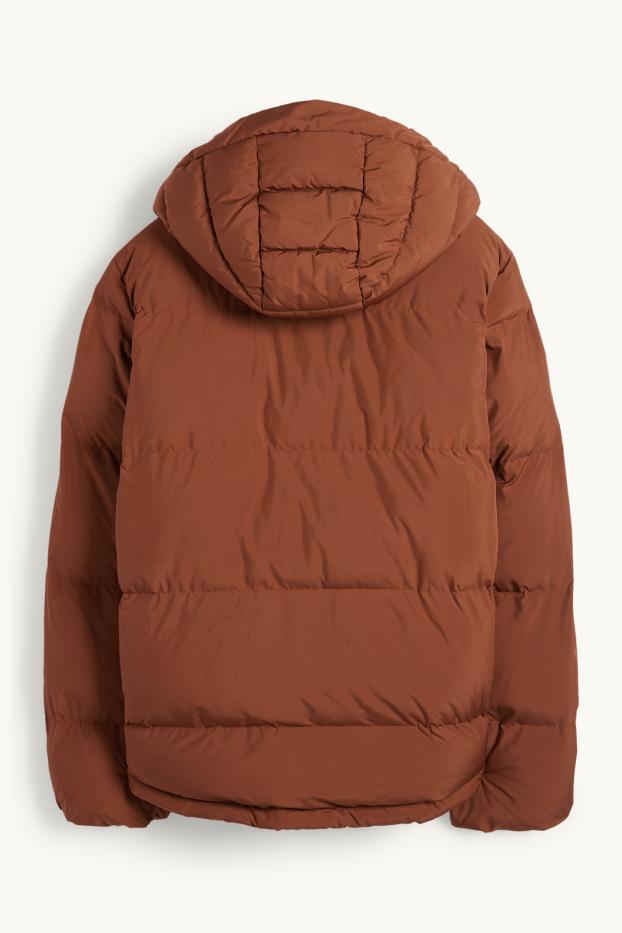 Dames - Jas met stiksels met capuchon - waterafstotend - havanna