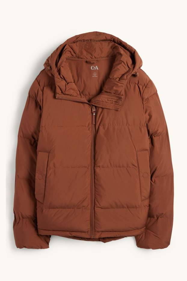 Dames - Jas met stiksels met capuchon - waterafstotend - havanna