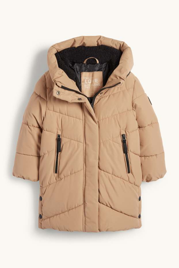 Enfants filles - Doudoune à capuche - finition déperlante - beige