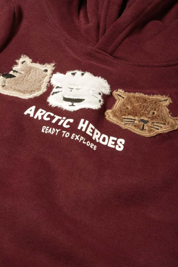 Enfants garçons - Animaux sauvages - sweat à capuche - bordeaux