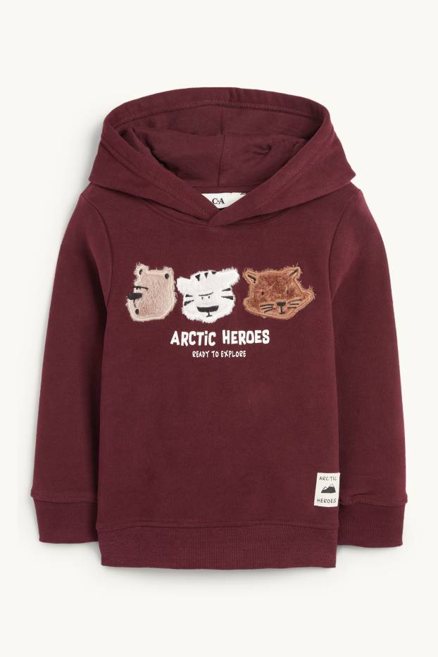 Enfants garçons - Animaux sauvages - sweat à capuche - bordeaux