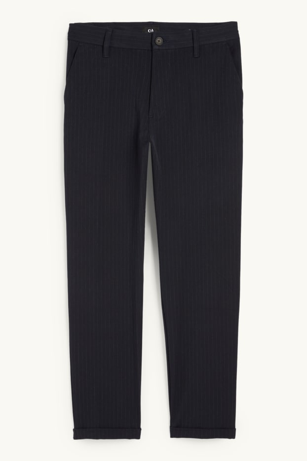 Pánské - Kalhoty chino - tapered fit - s úzkými proužky - černá