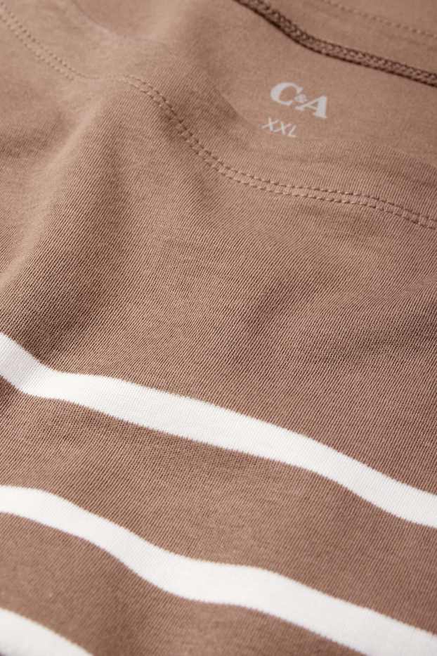 Women - Long sleeve top - regular fit- striped - taupe