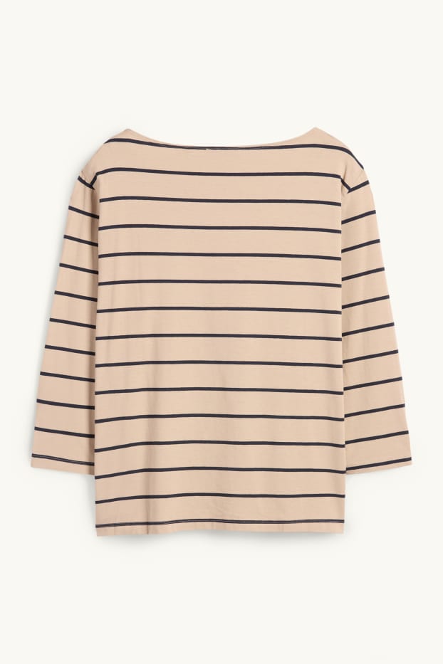 Femmes - Haut à manches longues - à rayures - beige / bleu