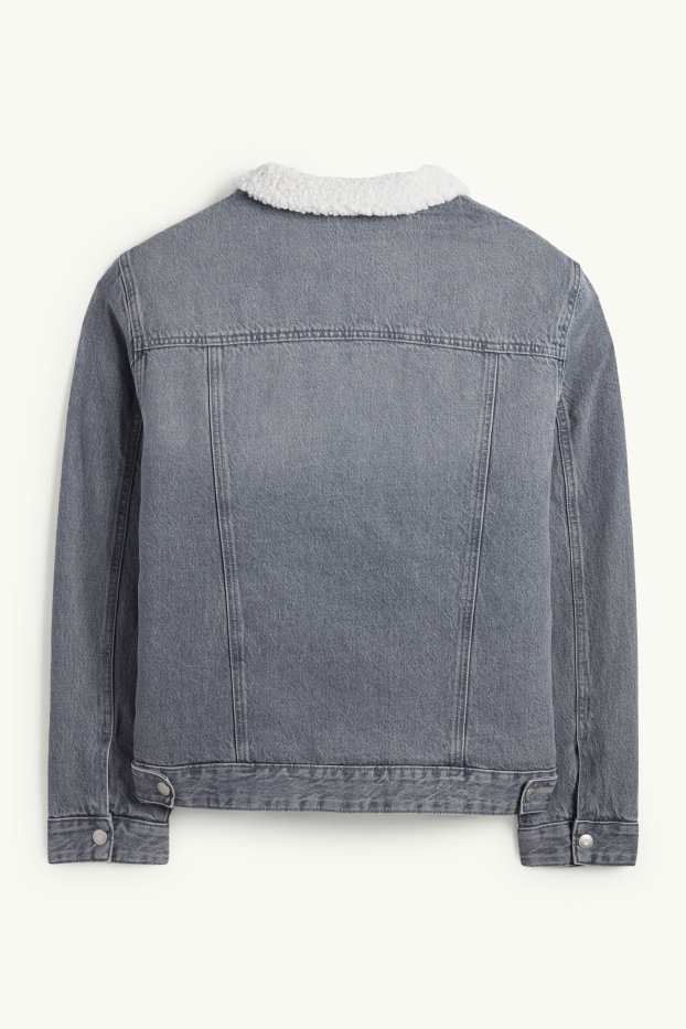 Pánské - Džínová bunda - džíny - světle šedé