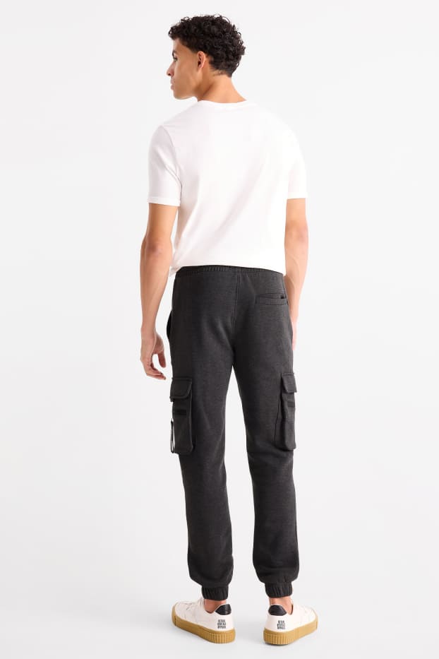 Pánské - Cargo teplákové kalhoty - tmavošedá