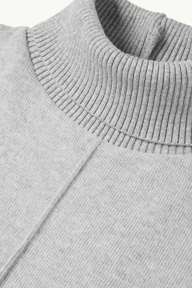 Dames - Top met rolkraag - licht grijs-mix