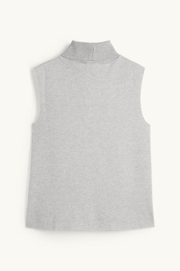 Dames - Top met rolkraag - licht grijs-mix