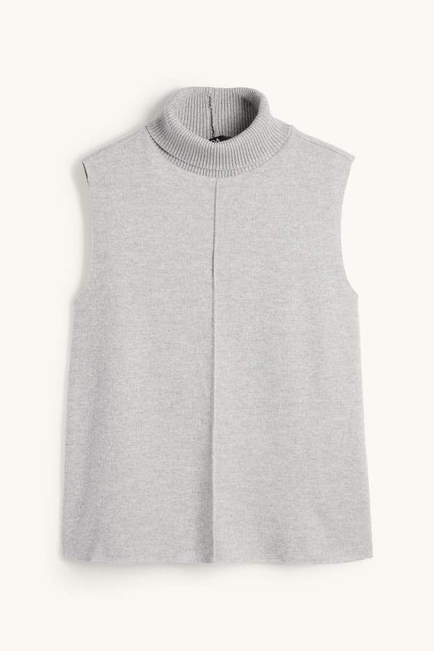 Dames - Top met rolkraag - licht grijs-mix