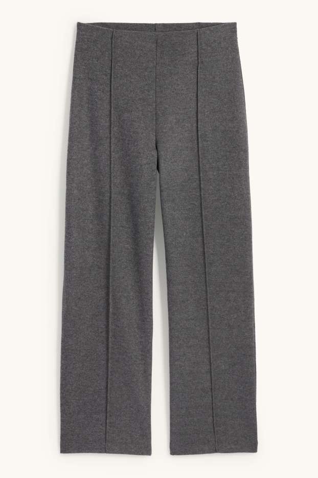 Women - Knitted joggers - gray-melange