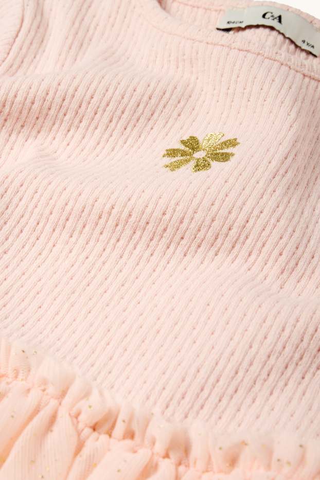 Kinderen: meisjes - Bloemen - jurk - koraal