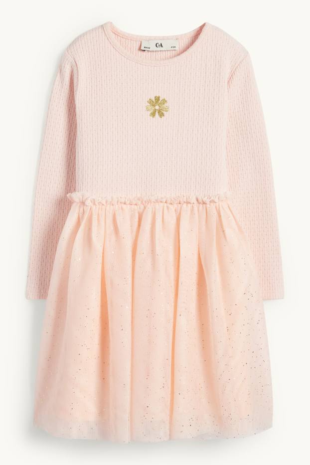 Kinderen: meisjes - Bloemen - jurk - koraal