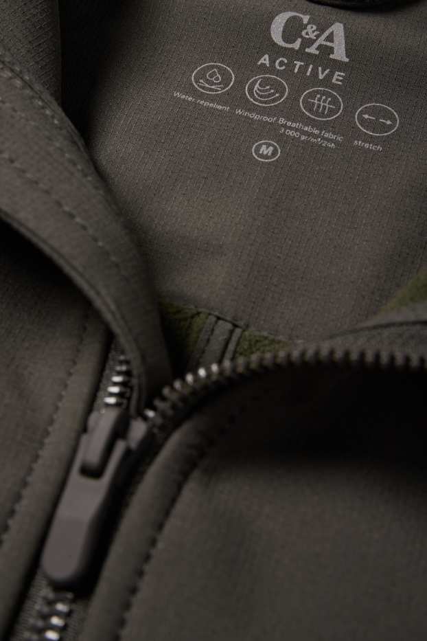 Hommes - Veste à coquille souple avec capuche - déperlante - vert foncé