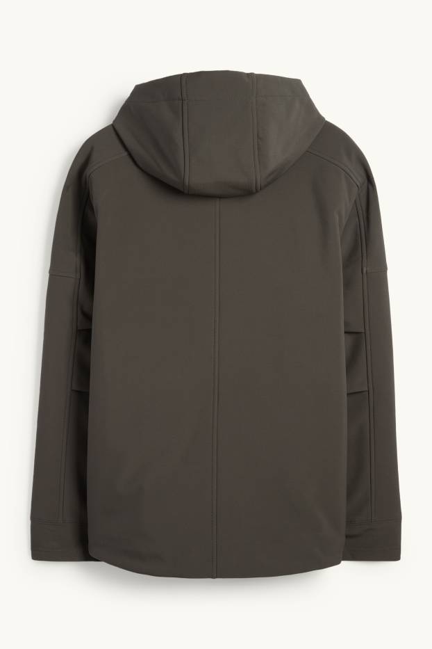 Hommes - Veste à coquille souple avec capuche - déperlante - vert foncé