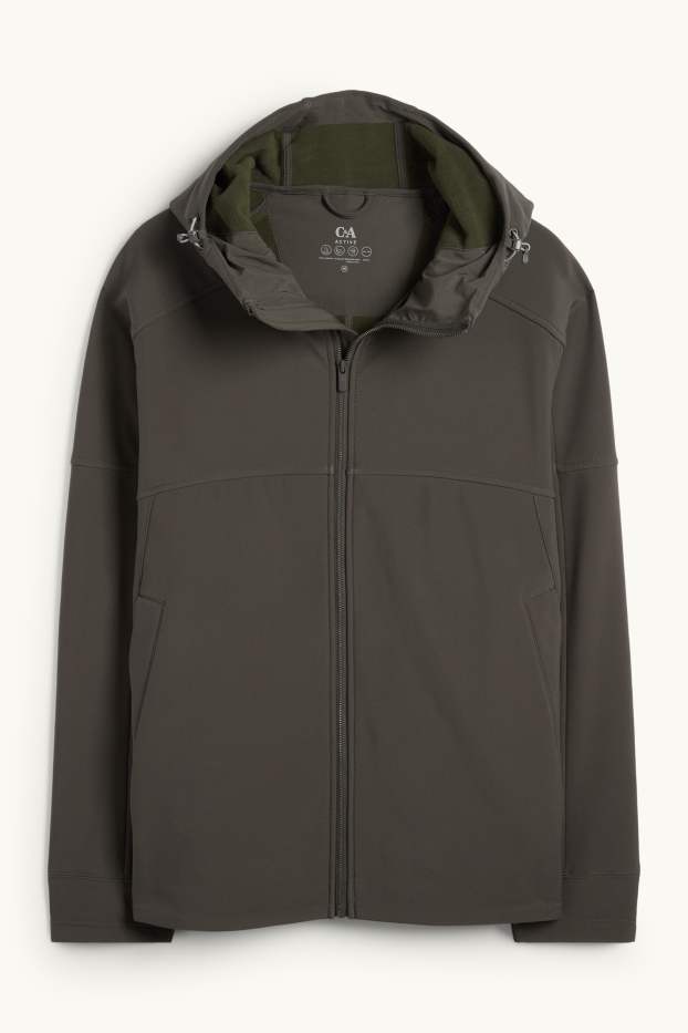 Hommes - Veste à coquille souple avec capuche - déperlante - vert foncé