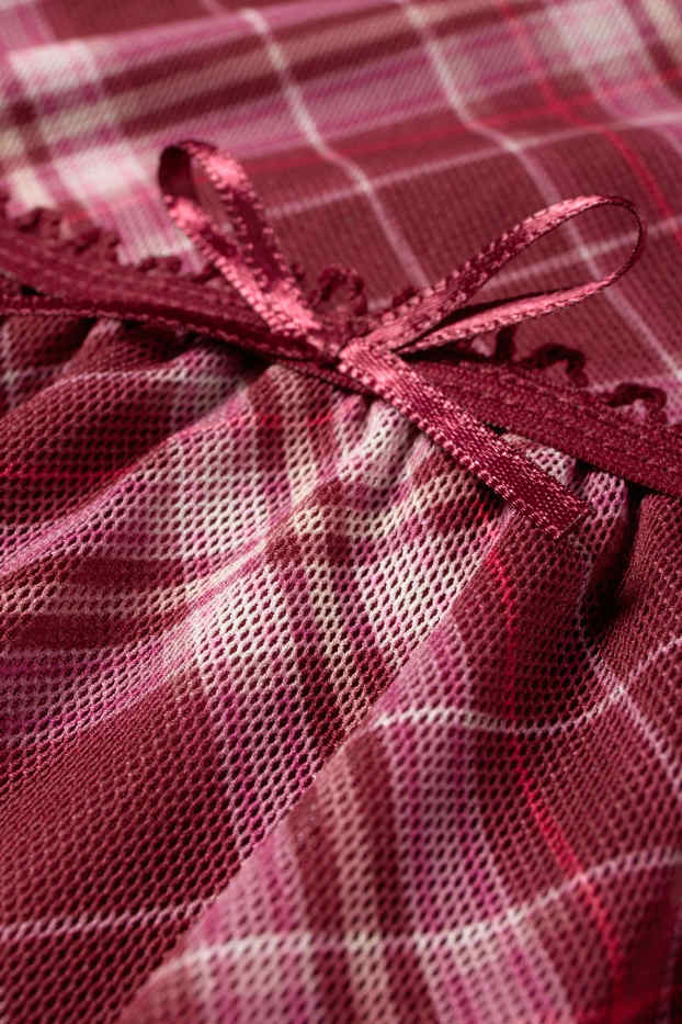 Kinder Mädchen - Mesh-Rock - kariert - dunkelrot